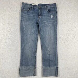 Pilcro Jeans Womens 36 Blue Denim Hyphen Cuffed Distressed Casual Ladies Pants